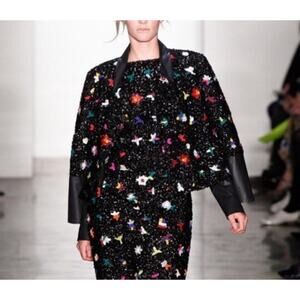 Suno Runway Sequin Leather Blazer Jacket Floral Embellished FW 2012 Size 0